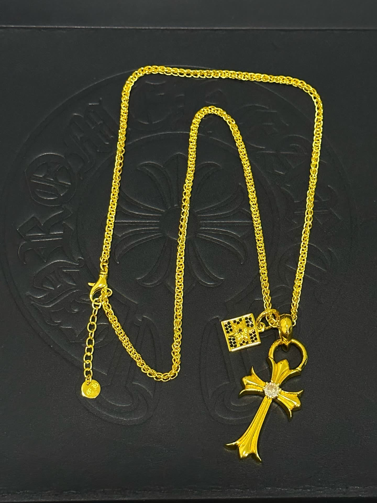 Chrome Hearts Gold-Plated Cross Pendant Necklace